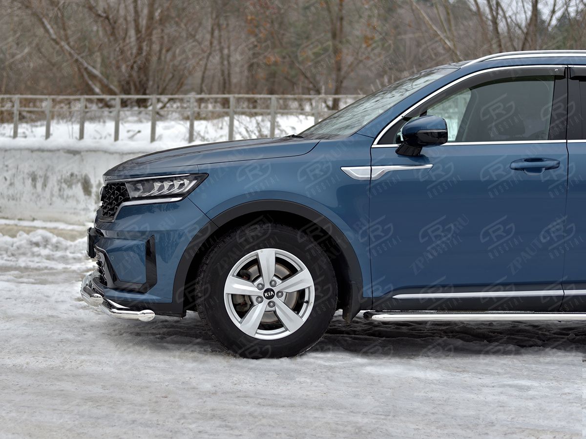 KIA SORENTO 2020- Защита переднего бампера d57 секции-d57 уголки+клыки KSORZ-004016