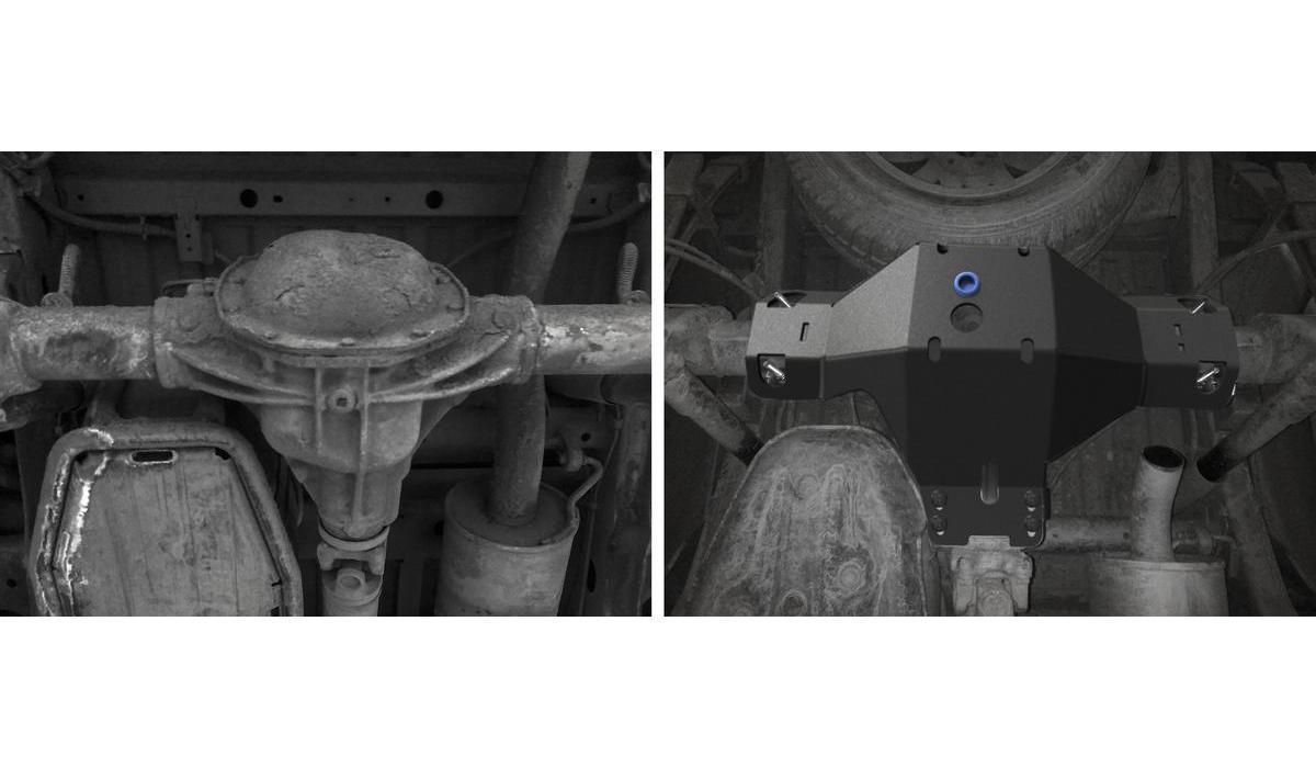 Защита дифференциала заднего моста Rival для Volkswagen Amarok I рестайлинг 2016-н.в., сталь 3 мм, с крепежом, 2111.5876.1.3