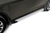 Пороги алюминиевые "Optima Silver" 1700 серебристые Renault Duster (2020-2022) , Slitkoff, арт. AL-RD21002
