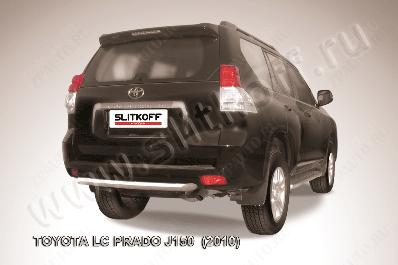 Защита заднего бампера d57 короткая Toyota Land Cruiser Prado J150 (2009-2013) Black Edition, Slitkoff, арт. TOP021BE