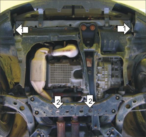 Защита стальная Мотодор (Двигатель, Коробка переключения передач), 2 мм, Сталь для Mazda MPV 1999-2006 арт. 01119