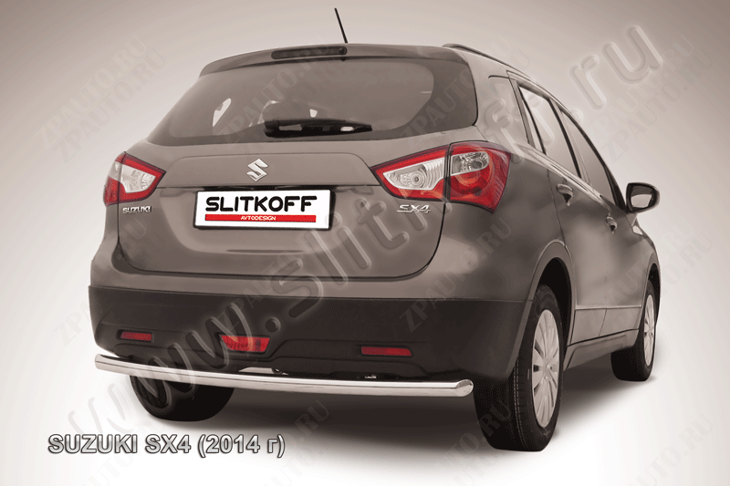 Защита заднего бампера d57 Suzuki SX-4 (2013-2016) Black Edition, Slitkoff, арт. SSX4-14-008BE