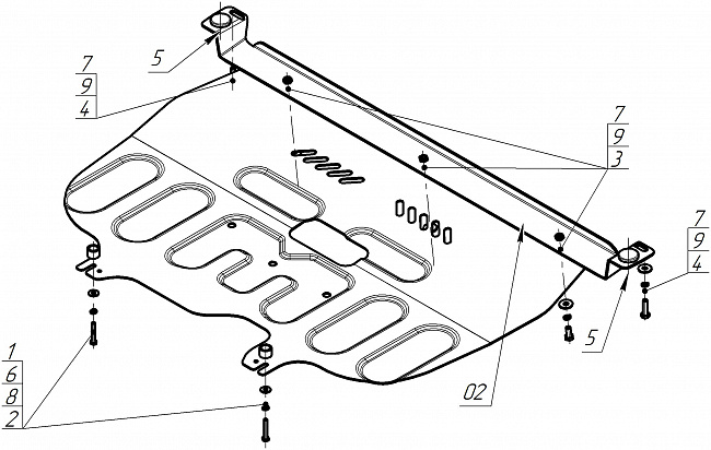 Защита стальная Мотодор (Двигатель, Коробка переключения передач), 2 мм,  для Citroen C5 Aircross  2022- арт. 71601