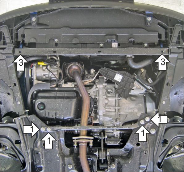 Защита стальная Мотодор (Двигатель, Коробка переключения передач), 2 мм,  Peugeot 207   2006-2012 арт. 71603