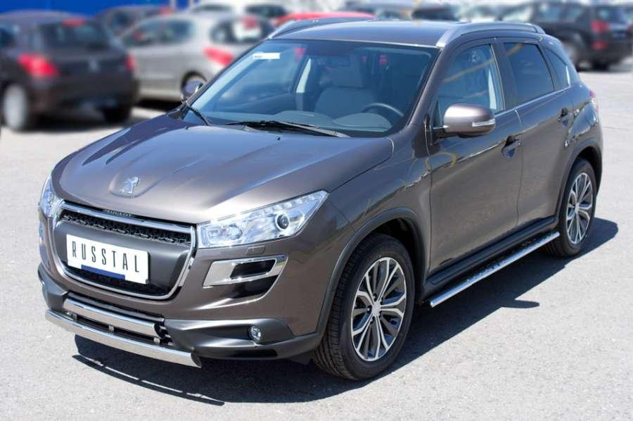 Защита переднего бампера d75x42 овал для Peugeot 4008 2012, Slitkoff P48Z-000533