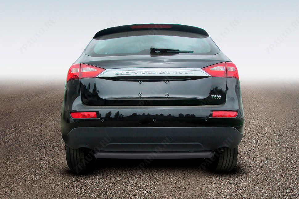 Защита заднего бампера d57 радиусная черная Zotye T600 (2013-2023) , Slitkoff, арт. ZOT-006B