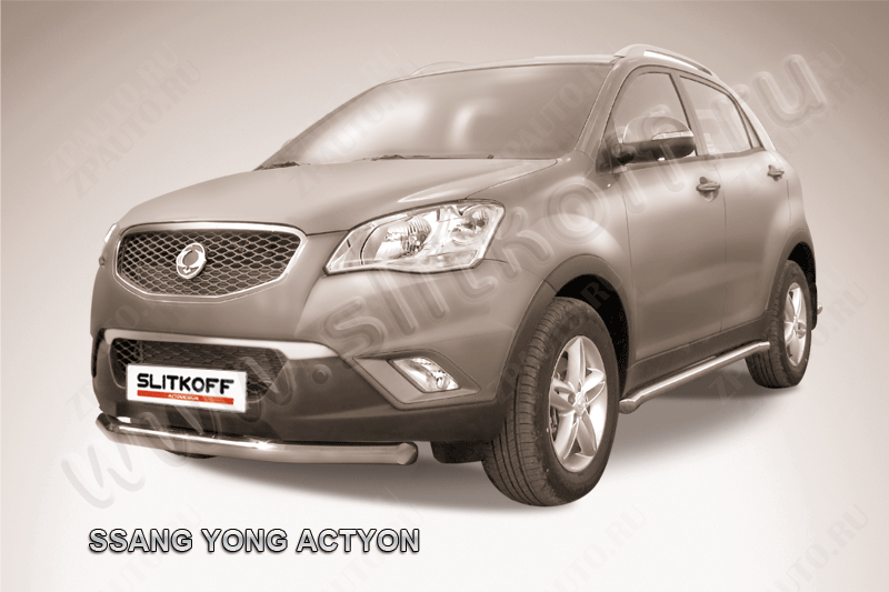Защита переднего бампера d76 SsangYong Actyon (2010-2013) , Slitkoff, арт. SYA002