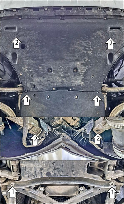 Защита алюминиевая Мотодор (Двигатель), 4 мм,  Audi Q7  2015-2019 арт. 340102