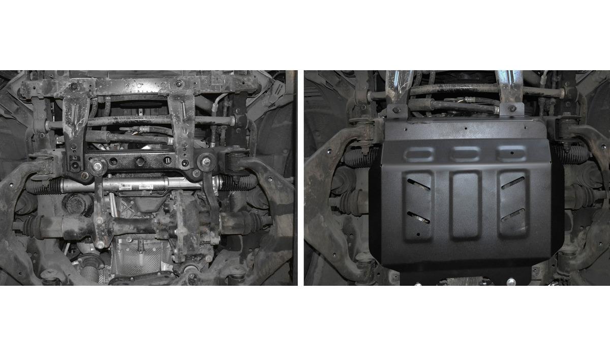 Защита картера АвтоБроня для Haval H9 I рестайлинг (V - 2.0D; 2.0T) 4WD 2017-н.в., штампованная, сталь 1.8 мм, с крепежом, 111.09408.1