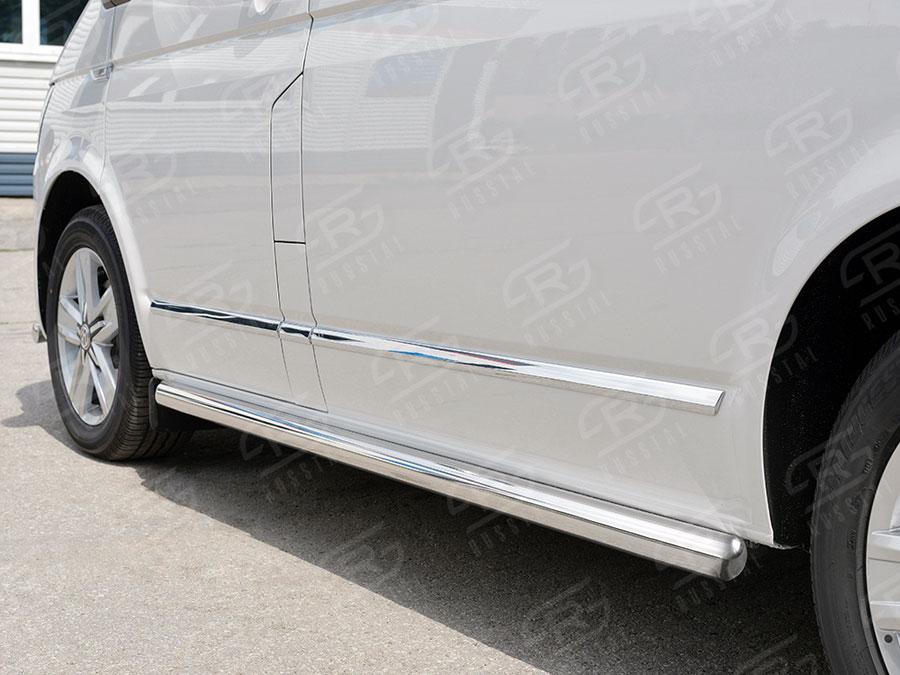 Пороги труба d57 правый вариант 3 Volkswagen Transporter T6 2015 Caravelle/Multivan длинная база, Slitkoff VTCT-0023353