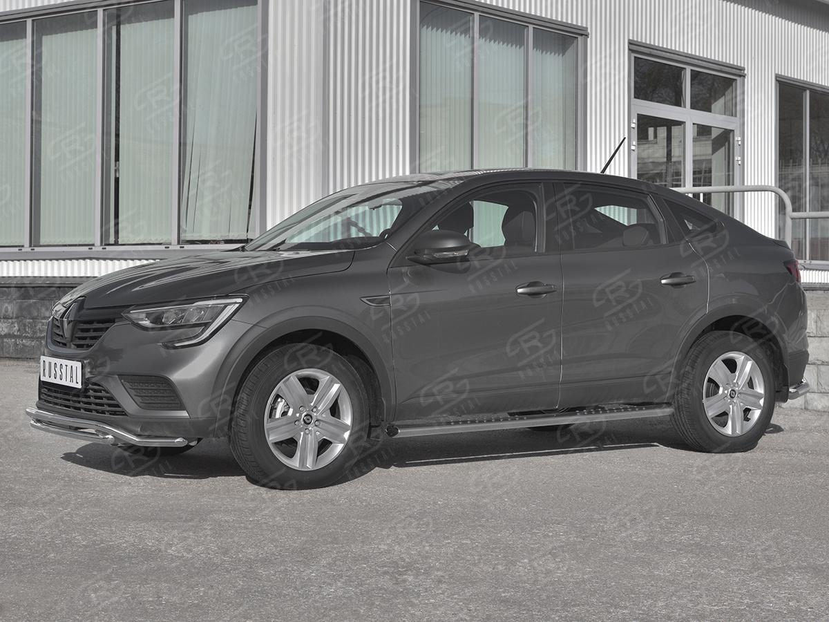 Пороги труба 120х60 овал с проступью для автомобиля Renault Arkana арт. RARO-003316, Slitkoff