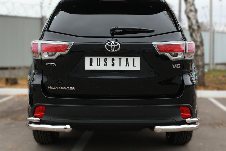 Защита заднего бампера уголки d57/42 для Toyota Highlander 2013-2016, Slitkoff THRZ-001928