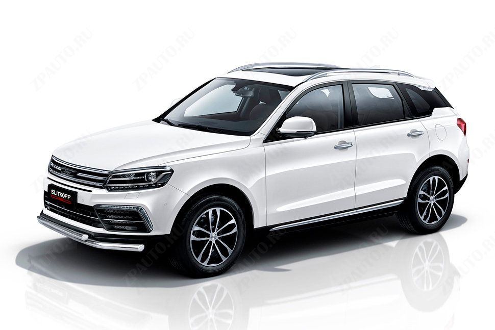Защита переднего бампера d57+d57 Zotye Coupa (2013-2023) , Slitkoff, арт. ZOTCOP-002