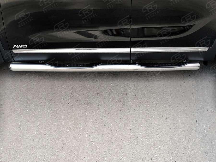 Пороги труба d76 с накладкой вариант 3 KIA Sorento Prime CRDI 2015, Slitkoff KSPT-0022103