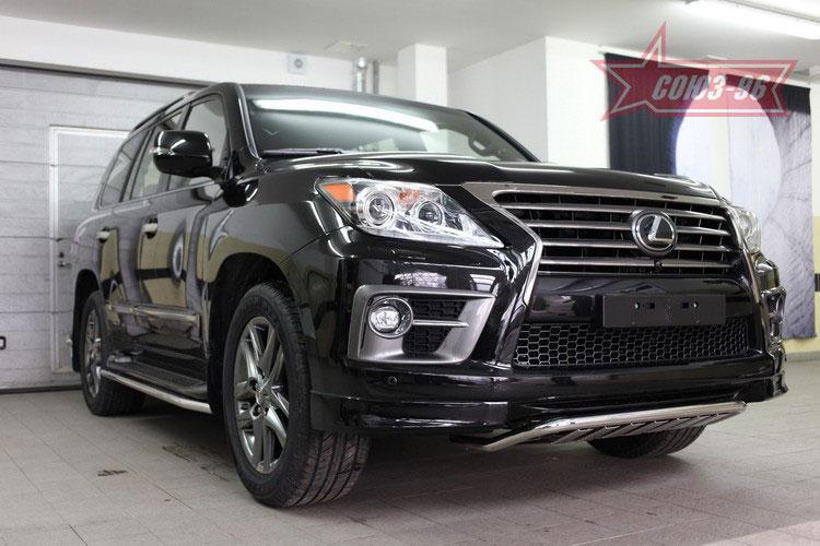 Кенгурятник, решетка передняя мини низкая с защитой d42 для Lexus LX570 Sport 2013-, Lexus LX57.57.5013