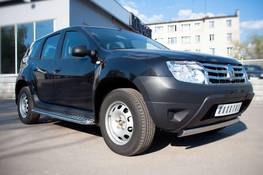 Защита переднего бампера d75x42 овал для Renault Duster 4x2, Slitkoff RD2Z-000437