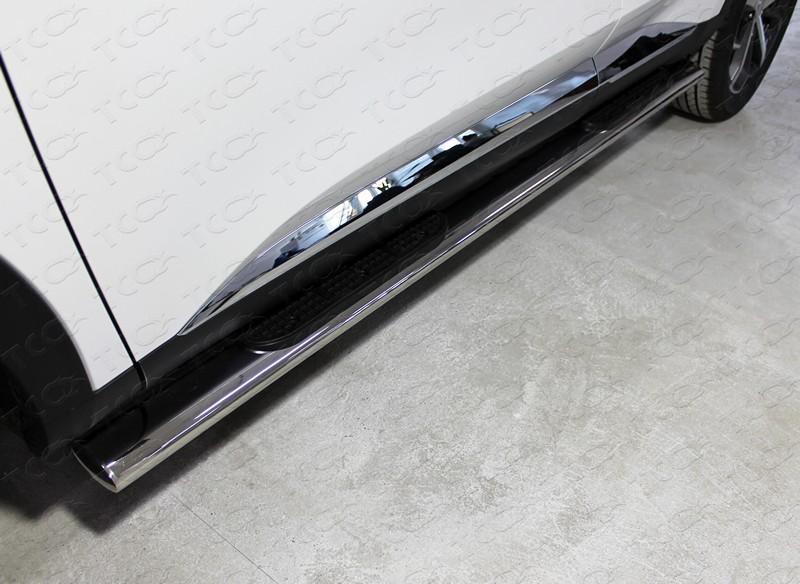 Пороги овальные с накладкой 120х60 мм для автомобиля HAVAL F7 2019- (1,5 л., 4WD) TCC Тюнинг арт. HAVF719-24