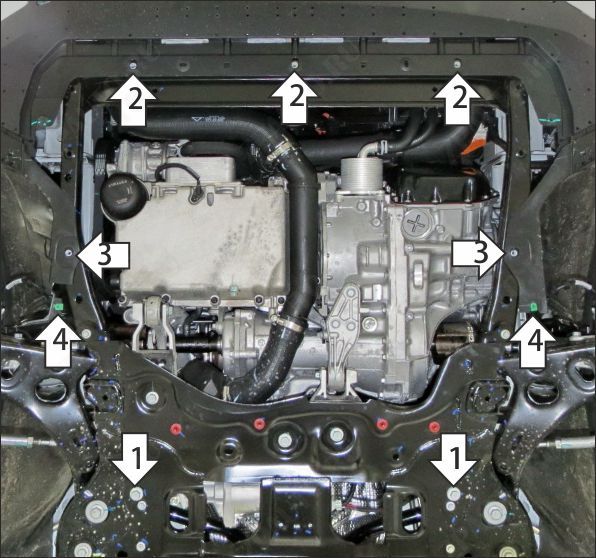 Защита стальная Мотодор (Двигатель, Коробка переключения передач), 2 мм,  для Geely Monjaro  2022- арт. 74206