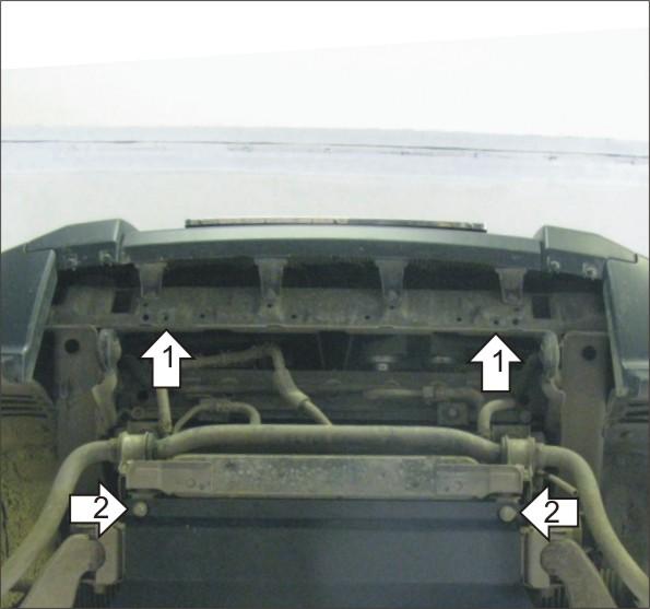 Защита алюминиевая Мотодор (Радиатор, Интеркулер), 8 мм, Алюминий для Mitsubishi Pajero IV 2012-2020 арт. 381302
