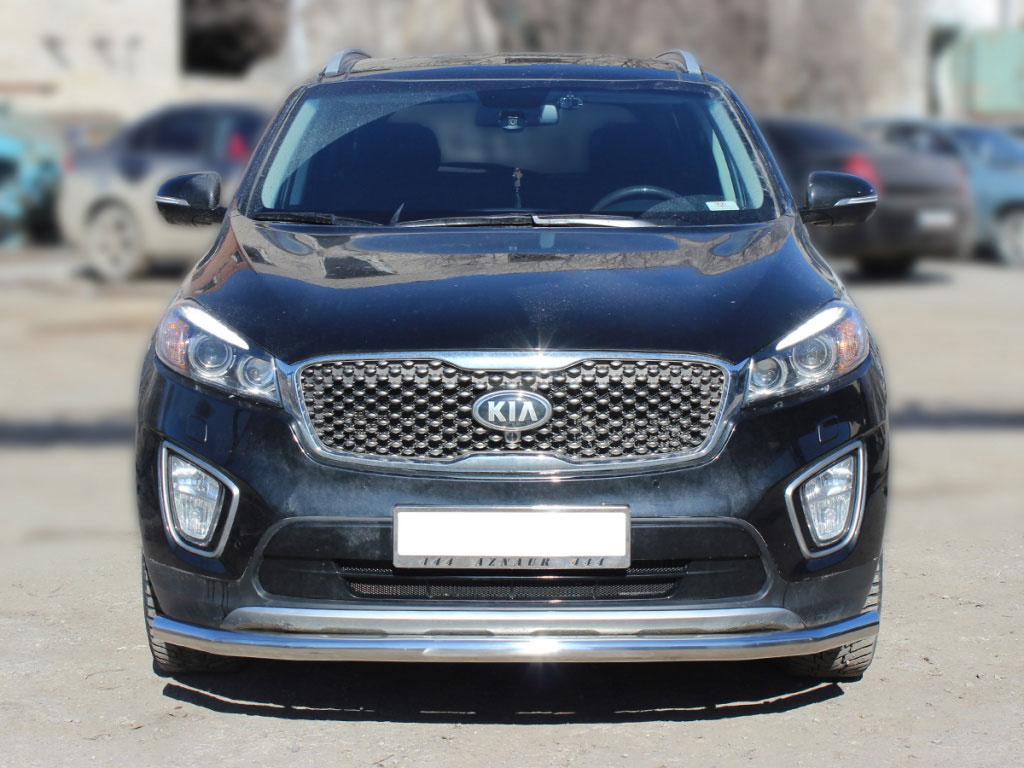 Дуга передняя по низу бампера радиусная d60 на KIA Sorento Prime 2015, Технотек KSTP15_1