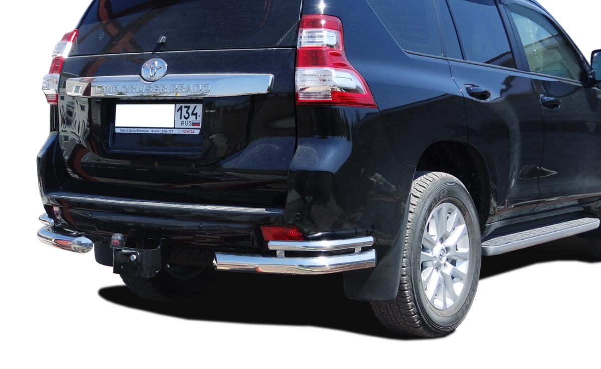 Защита заднего бампера угловая двойная d76/42 для Toyota Land Cruiser Prado 150 2014, TLCP150.14.20, Россия