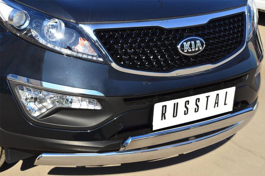 Защита переднего бампера d75х42 для KIA Sportage 2010-2015, Slitkoff d75х42 KSGZ-001669