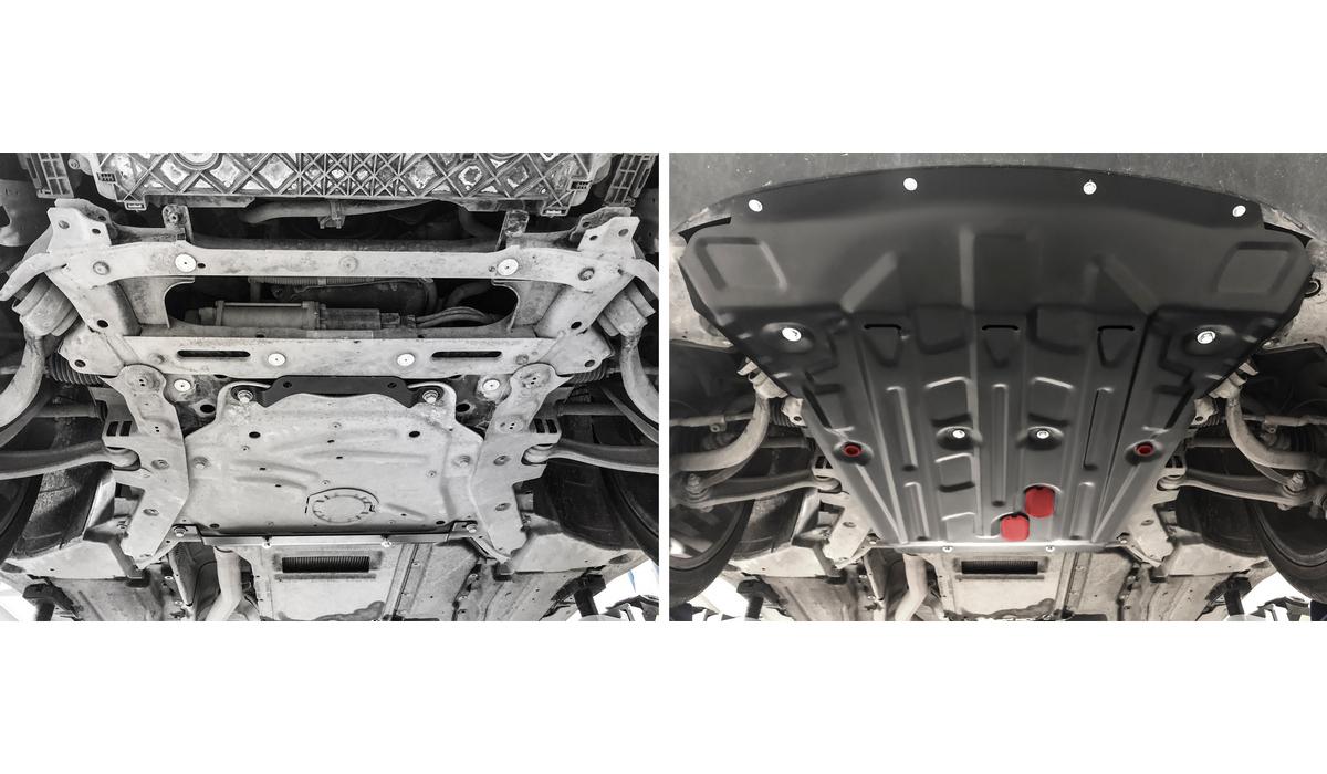 Защита картера АвтоБроня для BMW X6 F16 (V - 4.4) (xDrive50i) 2014-2020, штампованная, сталь 1.8 мм, с крепежом, 111.00523.1