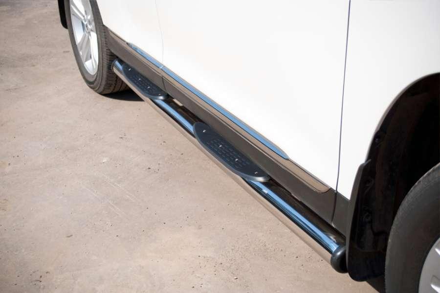 Пороги труба d76 с накладками вариант 2 для Toyota Highlander 2010, Slitkoff THT-0007362