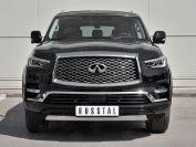 Защита переднего бампера d75х42 на Infiniti QX80 2018, Руссталь IQX8Z-003006