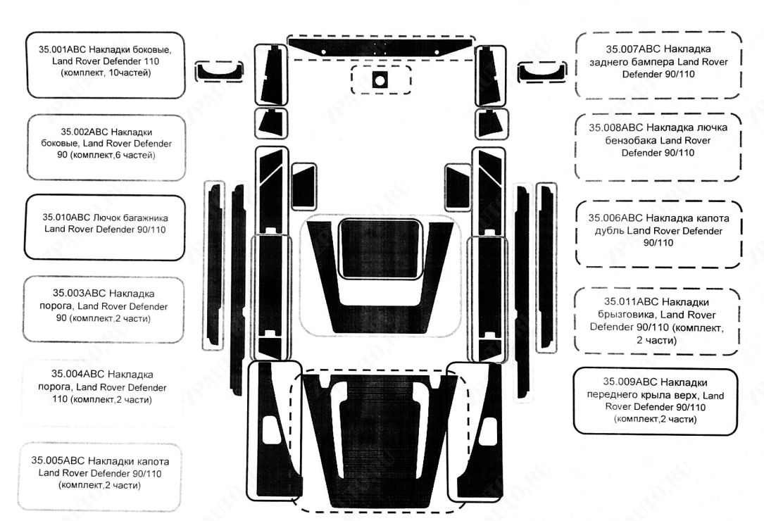 35.011ABC Накладка брызговика LAND ROVER Defender 90/110