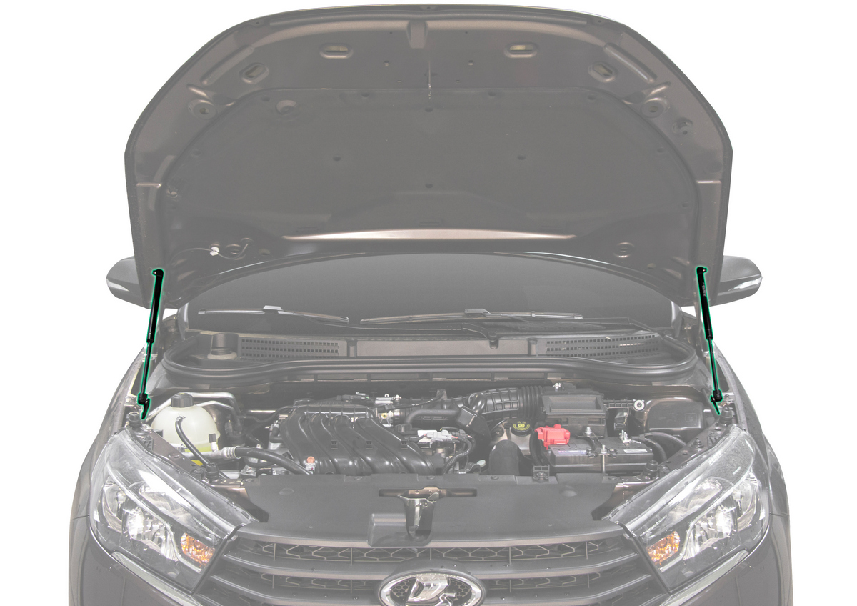 Комплект упоров капота Pneumatic Lada Vesta (2015-), Rival, арт. KU-LD-VS00-00