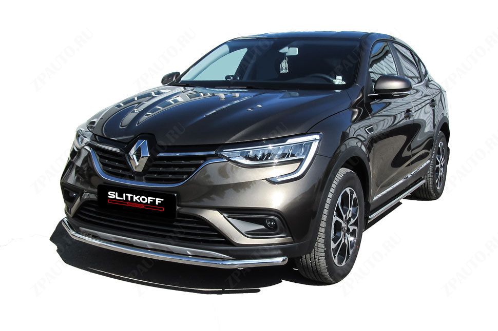 Защита переднего бампера d42 Renault Arkana (2019-2023) Black Edition, Slitkoff, арт. RAR4WD002BE