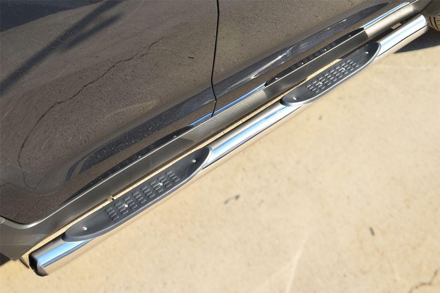 Пороги труба d76 с накладками для KIA Sportage 2010-2015, Slitkoff вариант 3 KSGT-001675