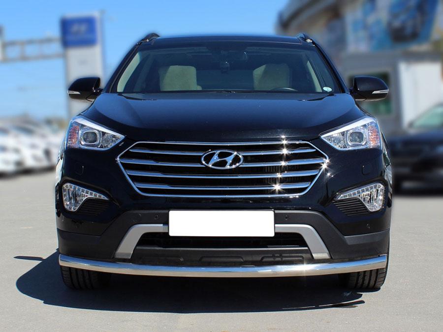 Защита переднего бампера одинарная d60 на Hyundai Santa Fe Grand 2013 (Хенде Гранд Санта Фе 2013), Технотек HSFG12_1