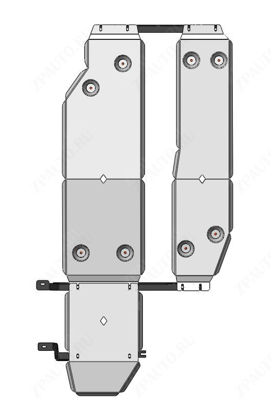 04.45ABC ЗАЩИТА ТОПЛИВНОГО БАКА И АБСОРБЕРА CADILAC XT5 (2019-) ИЗ 3-Х ЧАСТЕЙ (АЛЮМИНИЙ 4ММ)