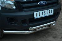 Защита переднего бампера d76/63 с декор элементами для Ford Ranger 2012, Руссталь FRZ-001302