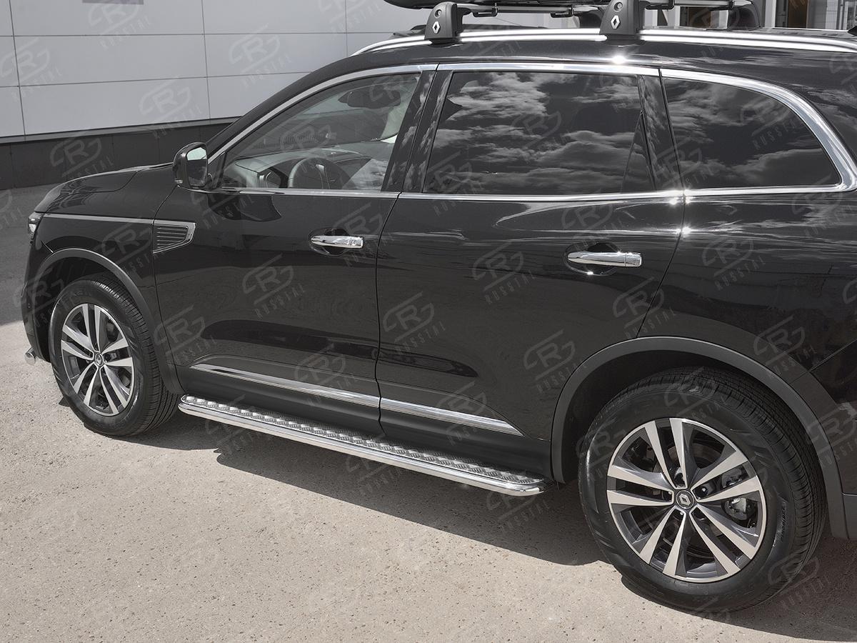 Пороги труба d42 с листом (Лист алюм, проф.сталь) (вариант 2) RKL-0029752 для автомобиля RENAULT KOLEOS 2017-, Slitkoff