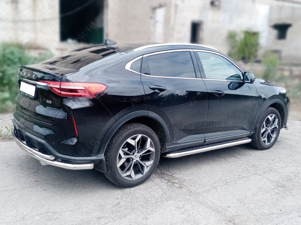 Защита заднего бампера двойная d-60+43 для автомобиля HAVAL F7x  2022 - по наст.вр арт. HVF7X_3, 
Технотек