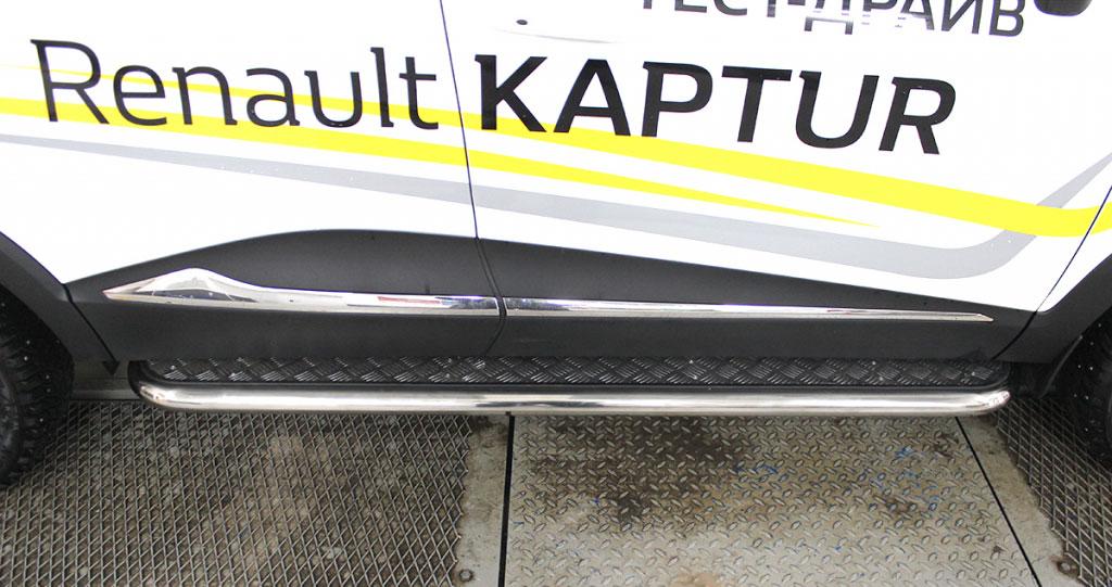Пороги с листом d53 Renault Kaptur (Рено Каптюр), Технотек RK16_2