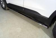 Пороги овальные с накладкой 75х42 мм для автомобиля Hyundai Santa Fe 2021- TCC Тюнинг арт. HYUNSF21-15
