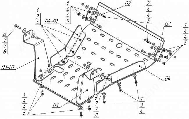 Защита на Грузовые Motodor (Радиатор, Двигатель), 6 мм, сталь для FAW J6  2013- арт. 23907