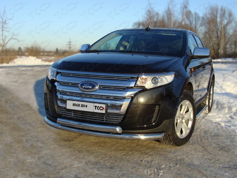 Защита передняя нижняя (двойная) 76,1/75 мм для автомобиля Ford Edge 2014-2015 TCC Тюнинг арт. FOREDG14-01