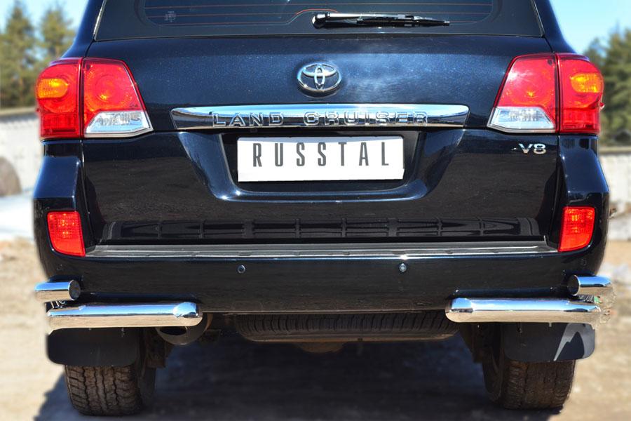 Защита заднего бампера уголки d76/57 для Toyota Land Cruiser 200 2012, Slitkoff TLCZ-001648