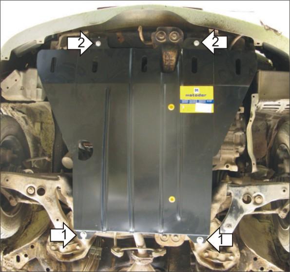 Защита стальная Мотодор (Двигатель, Коробка переключения передач), 2 мм, Сталь для Mitsubishi Lancer VII 1995-1999 арт. 01301