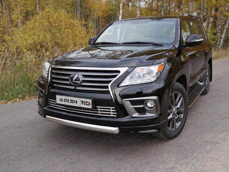 Защита передняя нижняя (овальная короткая) 75х42 мм для автомобиля Lexus LX 570 Sport 2014-2015, TCC Тюнинг LEXLX570SP14-02