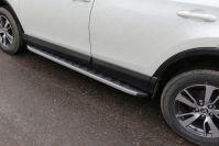 Пороги алюминиевые с пластиковой накладкой (карбон серые) 1720 мм для автомобиля Toyota RAV4 2015-2019 TCC Тюнинг арт. TOYRAV15-19GR
