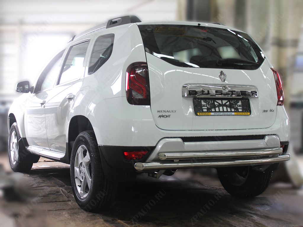 Защита заднего бампера радиусная двойная d-60+53 (без фаркопа) для автомобиля Renault Duster Dakar 2017-наст.вр.(Дизель) арт. RDD17_3.2, 
Технотек