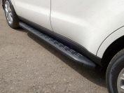 Пороги алюминиевые с пластиковой накладкой (карбон черные) 1720 мм для автомобиля Kia Soul 2017-, TCC Тюнинг KIASOUL17-28BL