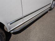 Пороги с площадкой (нерж. лист) 42,4 мм для автомобиля Volkswagen Caravelle 2017- TCC Тюнинг арт. VWCARAV17LONG-08