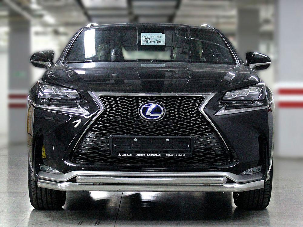 Защита переднего бампера радиусная двойная d-60+43 для Lexus NX 2014 F Sport, Технотек LNXFS_1.1